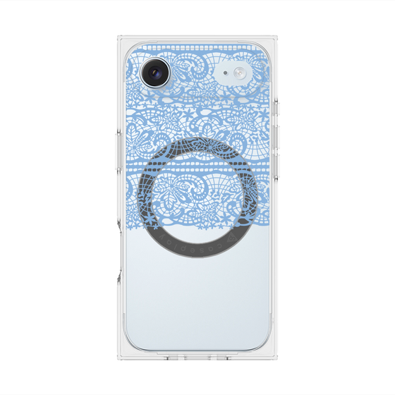 プレミアムスクエアケース with MagSafe［ LANVIN en Bleu - Lace - Blue ］