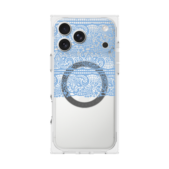 プレミアムスクエアケース with MagSafe［ LANVIN en Bleu - Lace - Blue ］