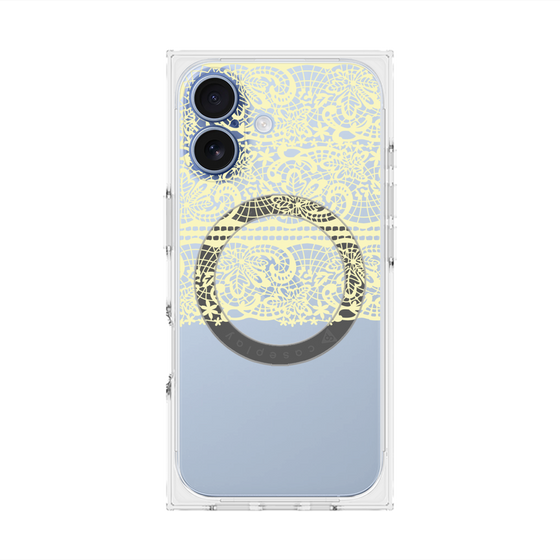 プレミアムスクエアケース with MagSafe［ LANVIN en Bleu - Lace - Yellow ］