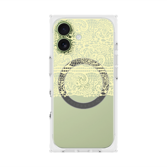 プレミアムスクエアケース with MagSafe［ LANVIN en Bleu - Lace - Yellow ］