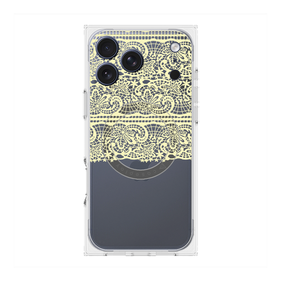 プレミアムスクエアケース with MagSafe［ LANVIN en Bleu - Lace - Yellow ］