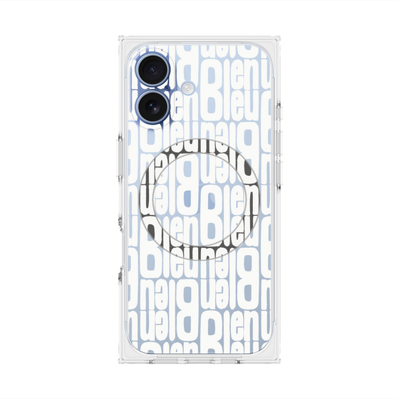 プレミアムスクエアケース with MagSafe［ LANVIN en Bleu - Logo Pattern - White ］