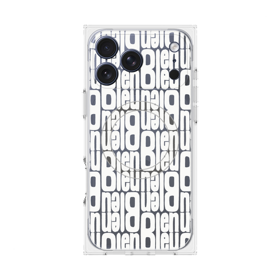 プレミアムスクエアケース with MagSafe［ LANVIN en Bleu - Logo Pattern - White ］