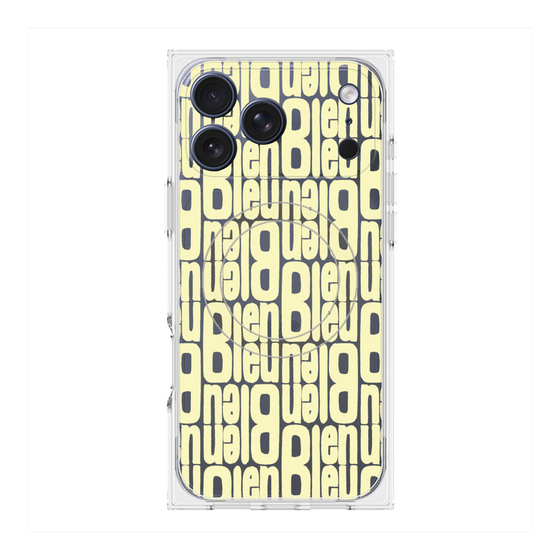 プレミアムスクエアケース with MagSafe［ LANVIN en Bleu - Logo Pattern - Yellow ］