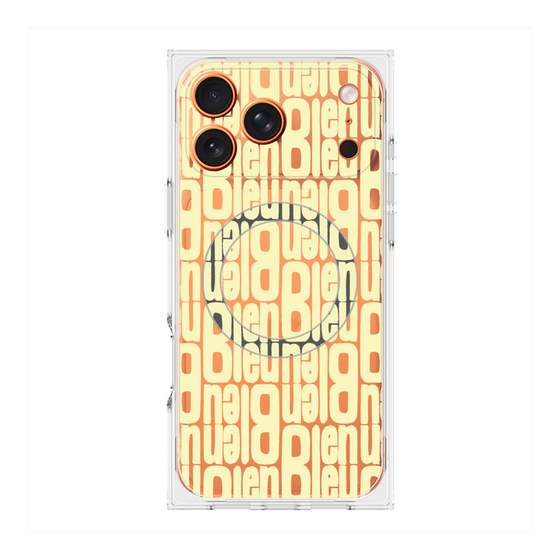 プレミアムスクエアケース with MagSafe［ LANVIN en Bleu - Logo Pattern - Yellow ］