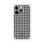 プレミアムスクエアケース with MagSafe［ Houndstooth Pattern Black with LANVIN en Bleu logo- ランバン 千鳥格子柄 ブラック ］