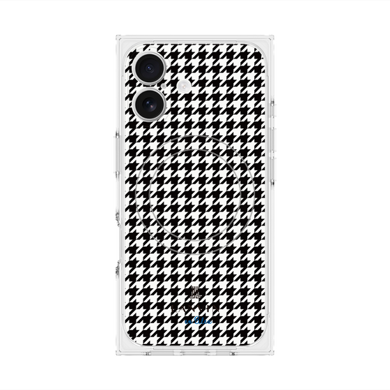プレミアムスクエアケース with MagSafe［ Houndstooth Pattern Black with LANVIN en Bleu logo- ランバン 千鳥格子柄 ブラック ］
