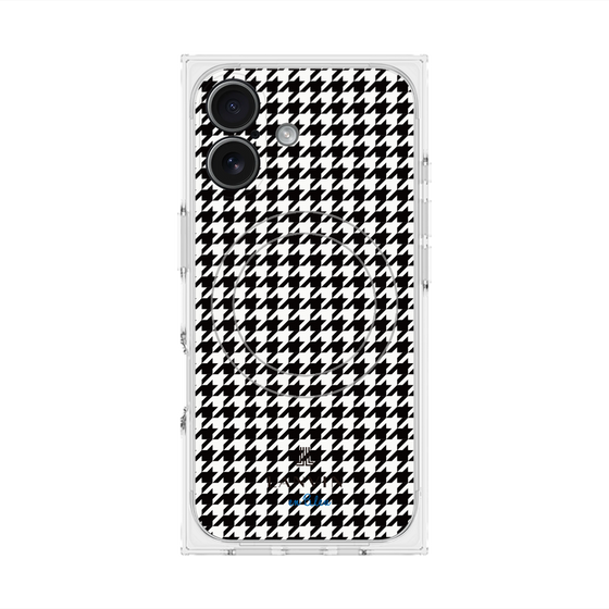 プレミアムスクエアケース with MagSafe［ Houndstooth Pattern Black with LANVIN en Bleu logo- ランバン 千鳥格子柄 ブラック ］