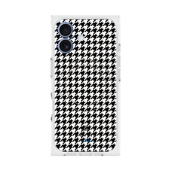 プレミアムスクエアケース with MagSafe［ Houndstooth Pattern Black with LANVIN en Bleu logo- ランバン 千鳥格子柄 ブラック ］
