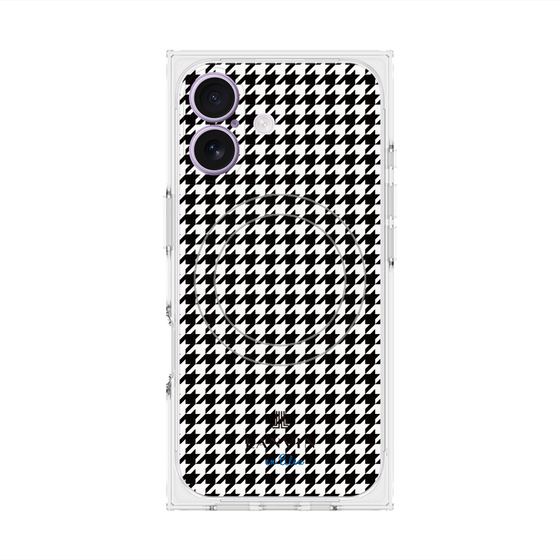 プレミアムスクエアケース with MagSafe［ Houndstooth Pattern Black with LANVIN en Bleu logo- ランバン 千鳥格子柄 ブラック ］