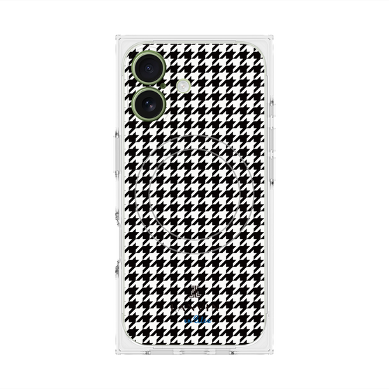 プレミアムスクエアケース with MagSafe［ Houndstooth Pattern Black with LANVIN en Bleu logo- ランバン 千鳥格子柄 ブラック ］