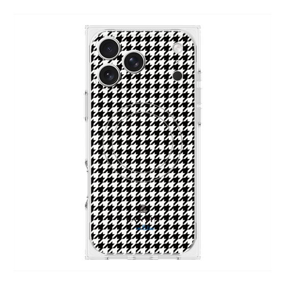 プレミアムスクエアケース with MagSafe［ Houndstooth Pattern Black with LANVIN en Bleu logo- ランバン 千鳥格子柄 ブラック ］