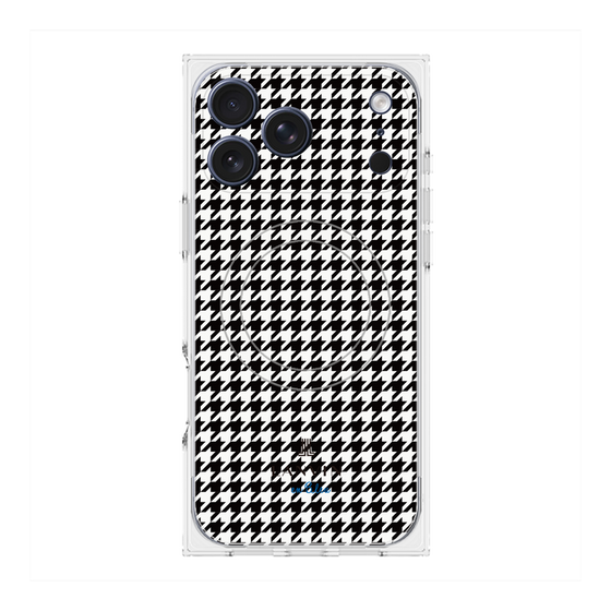 プレミアムスクエアケース with MagSafe［ Houndstooth Pattern Black with LANVIN en Bleu logo- ランバン 千鳥格子柄 ブラック ］
