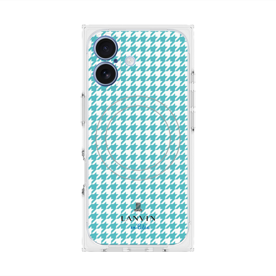 プレミアムスクエアケース with MagSafe［ Houndstooth Pattern Blue with LANVIN en Bleu logo- ランバン 千鳥格子柄 ブルー ］