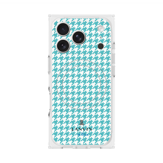 プレミアムスクエアケース with MagSafe［ Houndstooth Pattern Blue with LANVIN en Bleu logo- ランバン 千鳥格子柄 ブルー ］