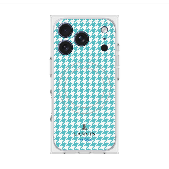 プレミアムスクエアケース with MagSafe［ Houndstooth Pattern Blue with LANVIN en Bleu logo- ランバン 千鳥格子柄 ブルー ］