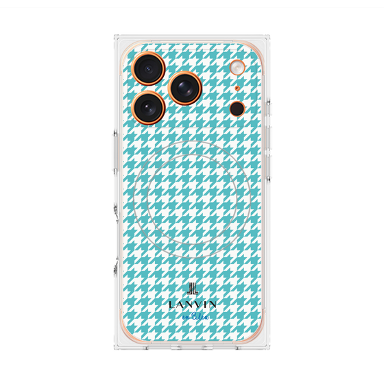 プレミアムスクエアケース with MagSafe［ Houndstooth Pattern Blue with LANVIN en Bleu logo- ランバン 千鳥格子柄 ブルー ］