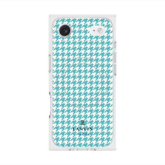 プレミアムスクエアケース with MagSafe［ Houndstooth Pattern Blue with LANVIN en Bleu logo- ランバン 千鳥格子柄 ブルー ］