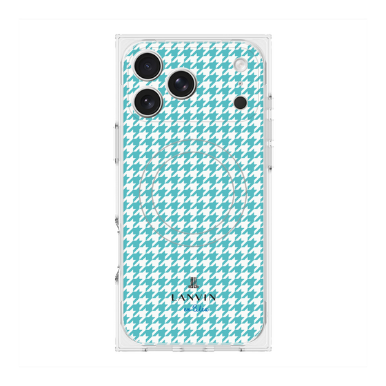 プレミアムスクエアケース with MagSafe［ Houndstooth Pattern Blue with LANVIN en Bleu logo- ランバン 千鳥格子柄 ブルー ］