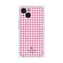 プレミアムスクエアケース with MagSafe［ Houndstooth Pattern Pink with LANVIN en Bleu logo- ランバン 千鳥格子柄 ピンク ］