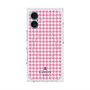 プレミアムスクエアケース with MagSafe［ Houndstooth Pattern Pink with LANVIN en Bleu logo- ランバン 千鳥格子柄 ピンク ］