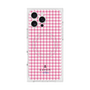 プレミアムスクエアケース with MagSafe［ Houndstooth Pattern Pink with LANVIN en Bleu logo- ランバン 千鳥格子柄 ピンク ］