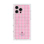 プレミアムスクエアケース with MagSafe［ Houndstooth Pattern Pink with LANVIN en Bleu logo- ランバン 千鳥格子柄 ピンク ］