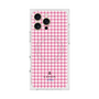 プレミアムスクエアケース with MagSafe［ Houndstooth Pattern Pink with LANVIN en Bleu logo- ランバン 千鳥格子柄 ピンク ］