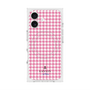 プレミアムスクエアケース with MagSafe［ Houndstooth Pattern Pink with LANVIN en Bleu logo- ランバン 千鳥格子柄 ピンク ］