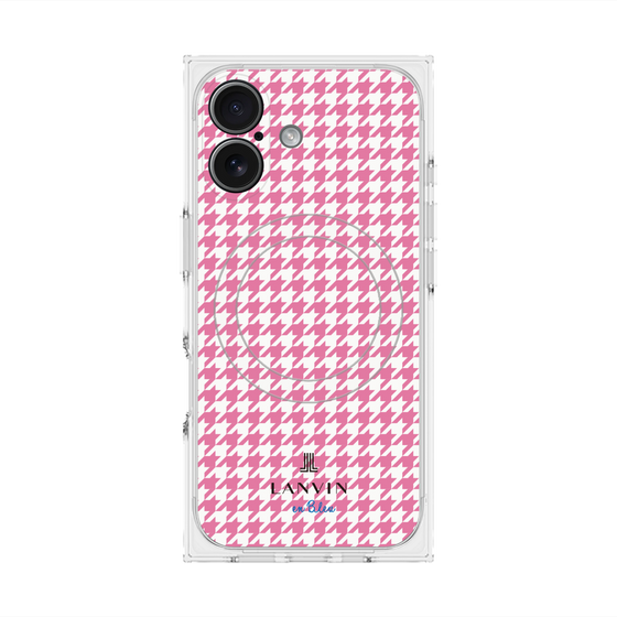 プレミアムスクエアケース with MagSafe［ Houndstooth Pattern Pink with LANVIN en Bleu logo- ランバン 千鳥格子柄 ピンク ］