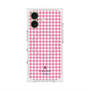 プレミアムスクエアケース with MagSafe［ Houndstooth Pattern Pink with LANVIN en Bleu logo- ランバン 千鳥格子柄 ピンク ］