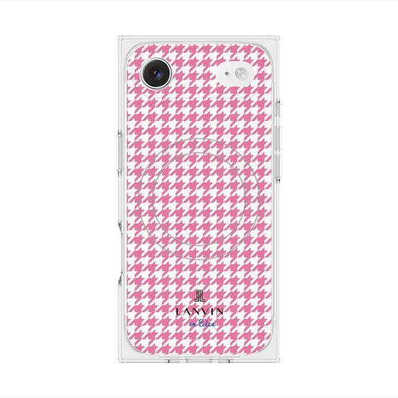 プレミアムスクエアケース with MagSafe［ Houndstooth Pattern Pink with LANVIN en Bleu logo- ランバン 千鳥格子柄 ピンク ］