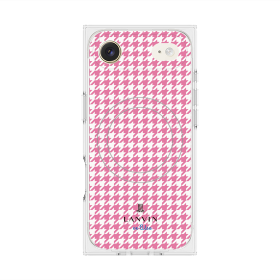 プレミアムスクエアケース with MagSafe［ Houndstooth Pattern Pink with LANVIN en Bleu logo- ランバン 千鳥格子柄 ピンク ］