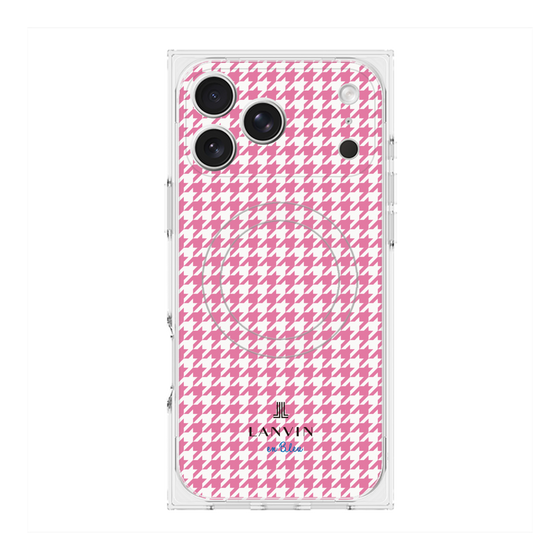 プレミアムスクエアケース with MagSafe［ Houndstooth Pattern Pink with LANVIN en Bleu logo- ランバン 千鳥格子柄 ピンク ］