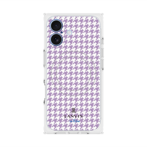 プレミアムスクエアケース with MagSafe［ Houndstooth Pattern Purple -with LANVIN en Bleu logo ランバン 千鳥格子柄 パープル ］
