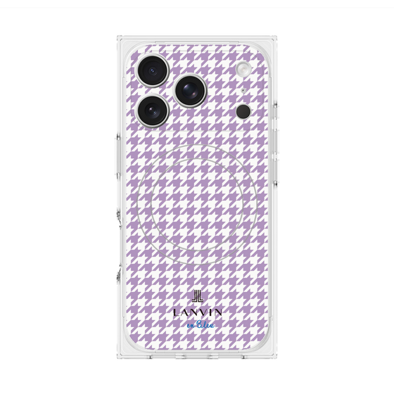 プレミアムスクエアケース with MagSafe［ Houndstooth Pattern Purple -with LANVIN en Bleu logo ランバン 千鳥格子柄 パープル ］