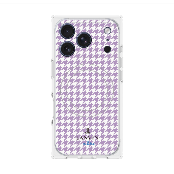 プレミアムスクエアケース with MagSafe［ Houndstooth Pattern Purple -with LANVIN en Bleu logo ランバン 千鳥格子柄 パープル ］