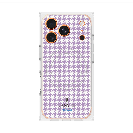 プレミアムスクエアケース with MagSafe［ Houndstooth Pattern Purple -with LANVIN en Bleu logo ランバン 千鳥格子柄 パープル ］