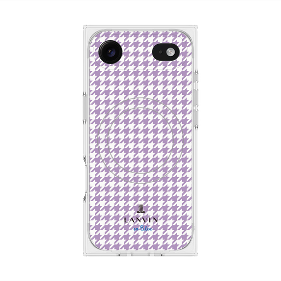 プレミアムスクエアケース with MagSafe［ Houndstooth Pattern Purple -with LANVIN en Bleu logo ランバン 千鳥格子柄 パープル ］