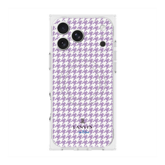 プレミアムスクエアケース with MagSafe［ Houndstooth Pattern Purple -with LANVIN en Bleu logo ランバン 千鳥格子柄 パープル ］