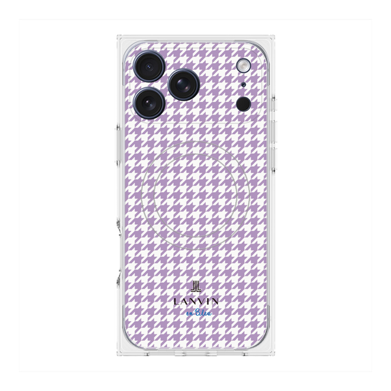 プレミアムスクエアケース with MagSafe［ Houndstooth Pattern Purple -with LANVIN en Bleu logo ランバン 千鳥格子柄 パープル ］