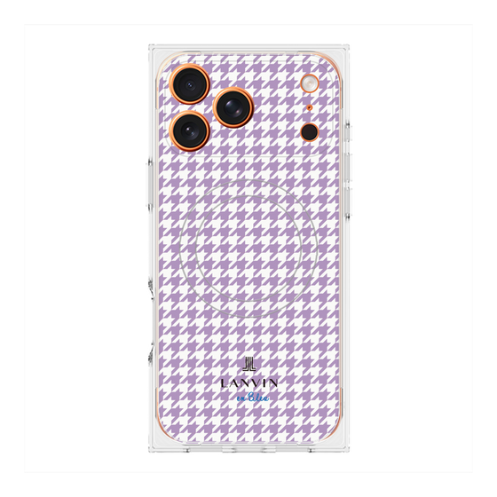 プレミアムスクエアケース with MagSafe［ Houndstooth Pattern Purple -with LANVIN en Bleu logo ランバン 千鳥格子柄 パープル ］