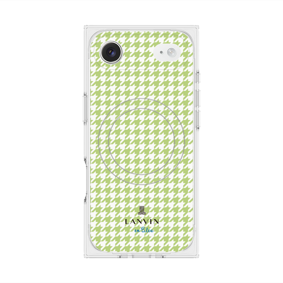 プレミアムスクエアケース with MagSafe［ Houndstooth Pattern Green with LANVIN en Bleu logo- ランバン 千鳥格子柄 グリーン ］