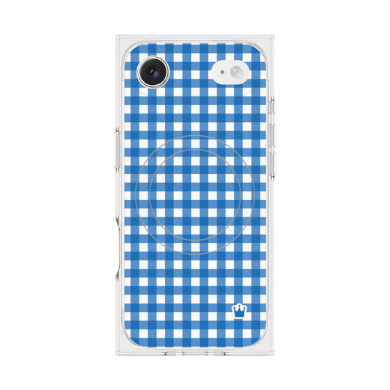 プレミアムスクエアケース with MagSafe［ Checkered Blue - ギンガムチェック ブルー ］