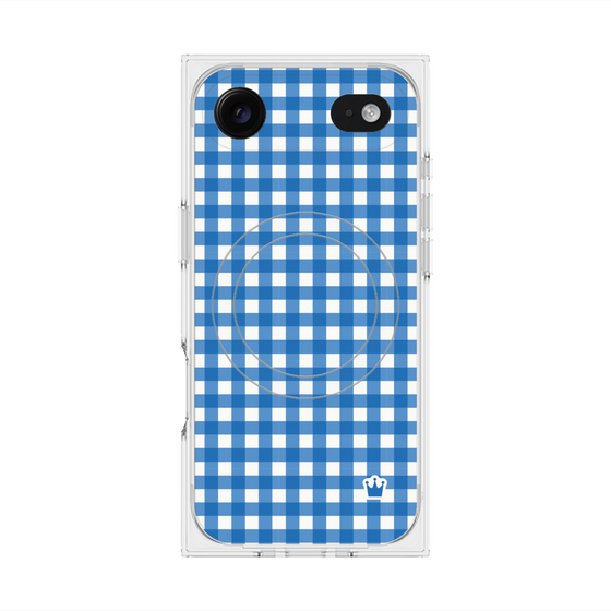 プレミアムスクエアケース with MagSafe［ Checkered Blue - ギンガムチェック ブルー ］