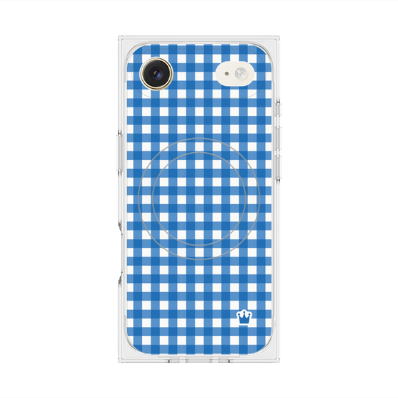 プレミアムスクエアケース with MagSafe［ Checkered Blue - ギンガムチェック ブルー ］