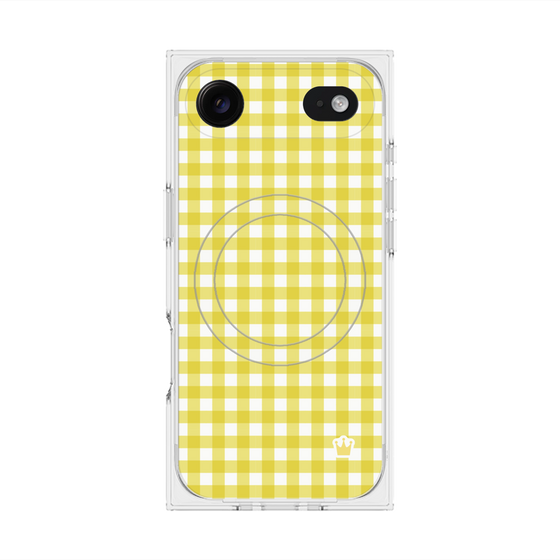 プレミアムスクエアケース with MagSafe［ Checkered Yellow - ギンガムチェック イエロー ］