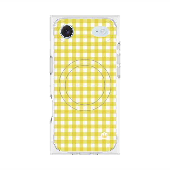 プレミアムスクエアケース with MagSafe［ Checkered Yellow - ギンガムチェック イエロー ］