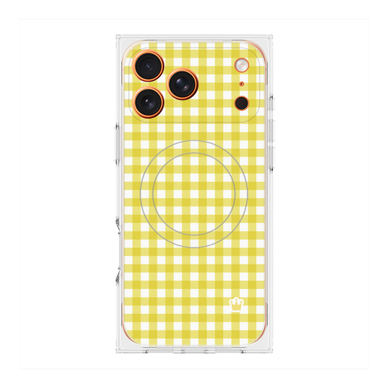 プレミアムスクエアケース with MagSafe［ Checkered Yellow - ギンガムチェック イエロー ］