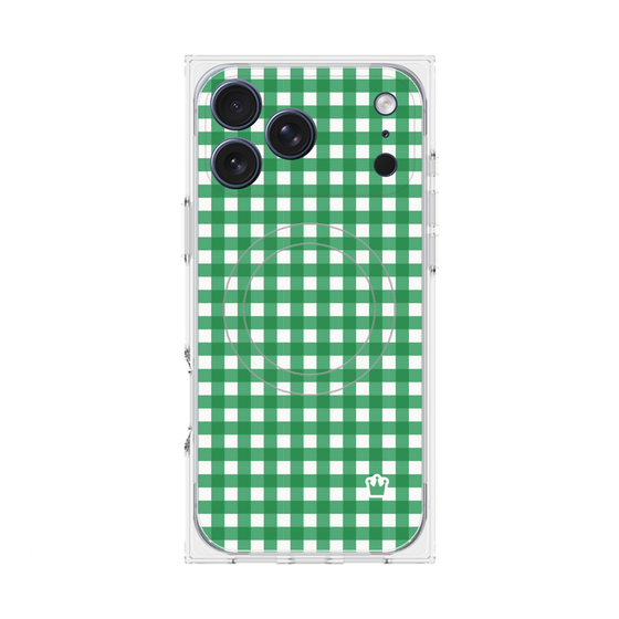 プレミアムスクエアケース with MagSafe［ Checkered Green - ギンガムチェック グリーン ］